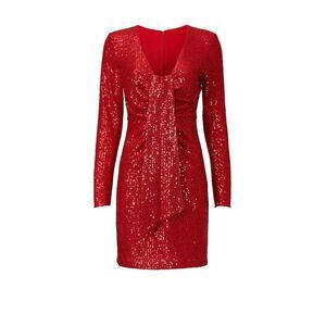 One33 Social Women's Red Sequin Plunge Sheath Dress Size 6